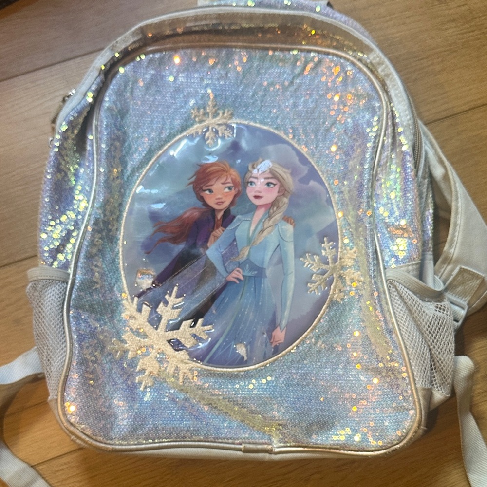 Disney Frozen Glitter Backpack - Blue and Cream